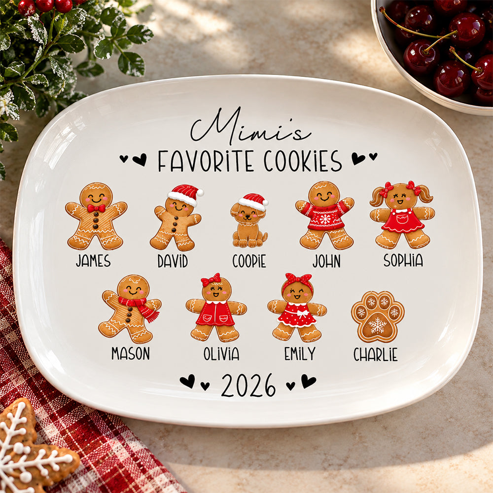 Custom Family Gingerbread Cookie Platter Christmas Family Gift Decor HO82 904178