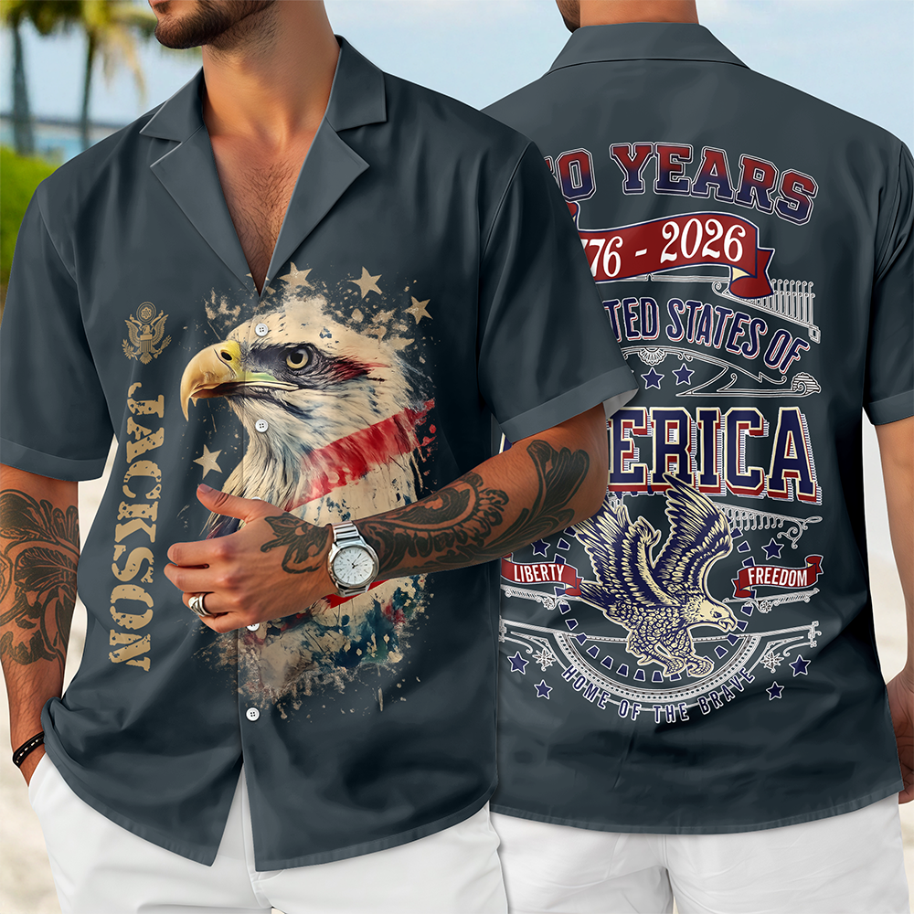 Custom Name 250 Years 1776-2026 American Eagle Freedom Hawaii Shirt TH10 169567