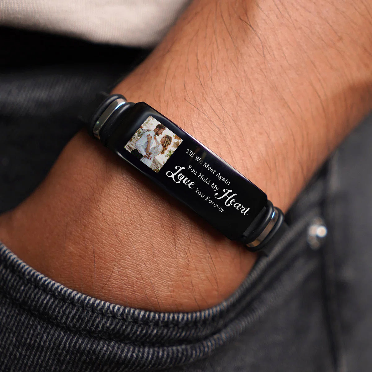 Custom Couple Photo Wristband Bracelet Couple Gift, Anniversary Gift, Meaningful Gift LM32 669637