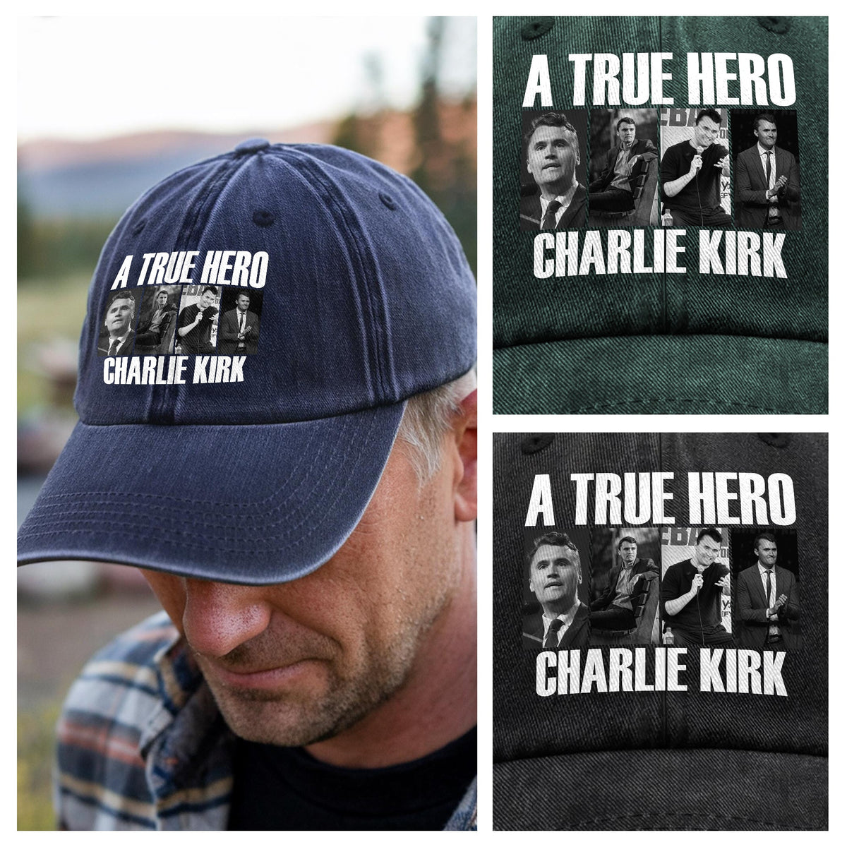 A True Hero Charlie Kirk Rest In Peace Washed Denim Baseball Cap HO82 65770