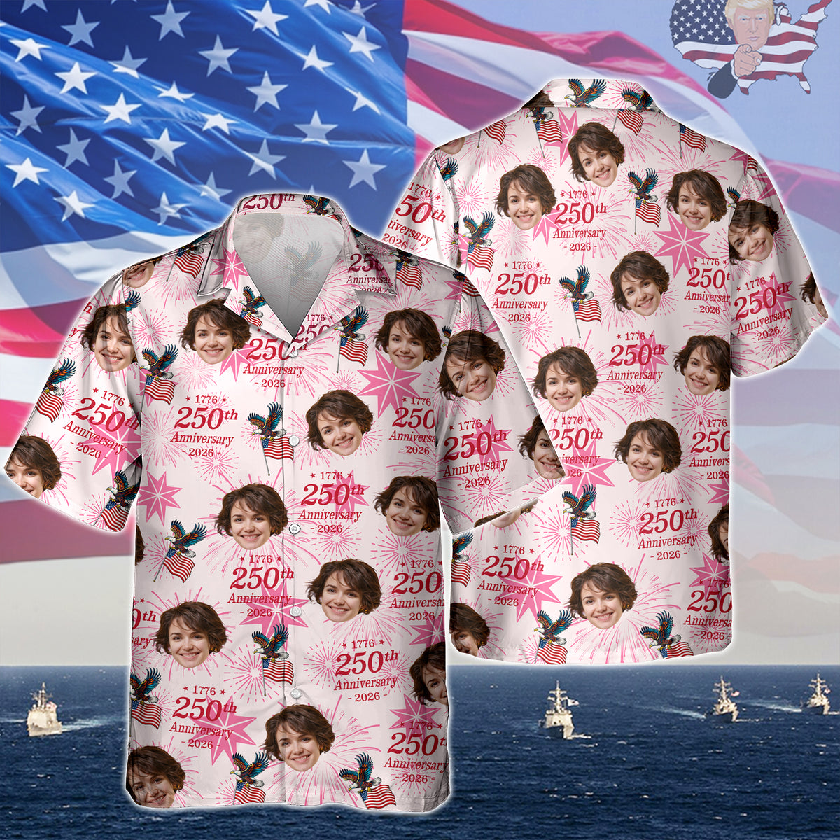 Custom Photo USA 250 Anniversary 1776-2026 Hawaiian Shirt HO82 902050