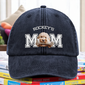 Custom Photo Dog Cat Dad Washed Denim Baseball Cap HA75 892466