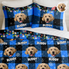 Custom Dog Photo Name Snow Christmas Light Holiday Bedding Set CH07 899086