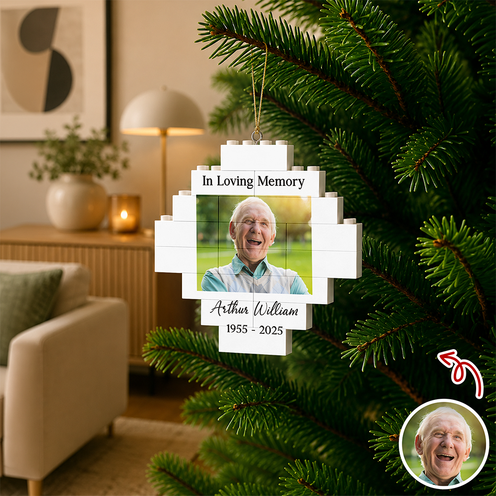 Personalized Memorial Photo In Loving Memory Christmas Building Blocks Ornament CH07 180446