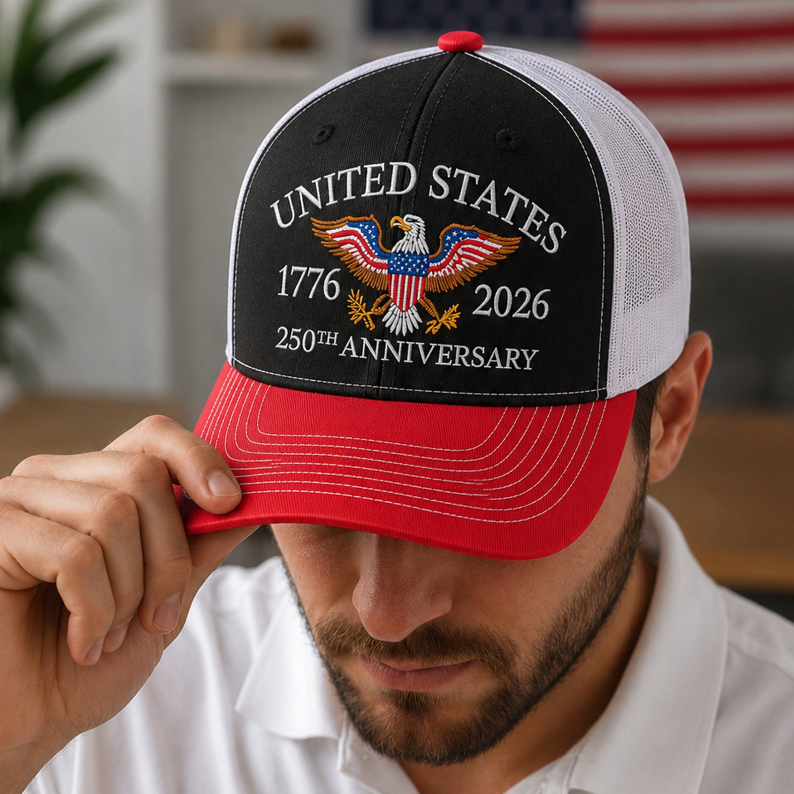United States 250th Anniversary 1776–2026 Eagle Embroidered Trucker Hat HO82 902882