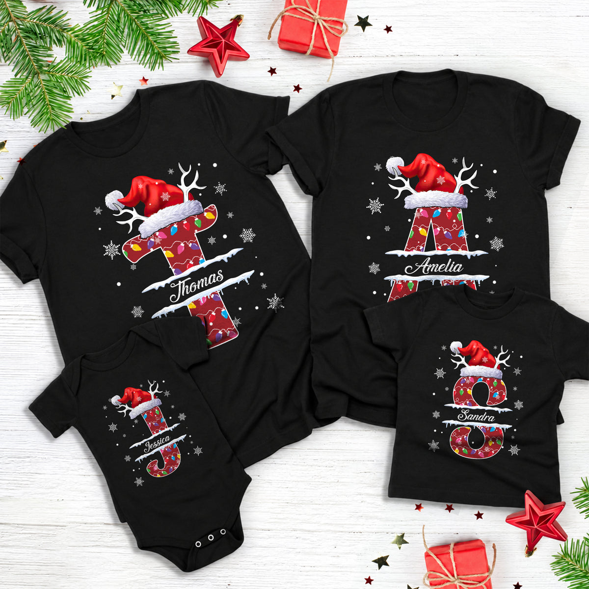 Custom Name Initial Letter Christmas Monogrammed Family Shirt HO82 904068