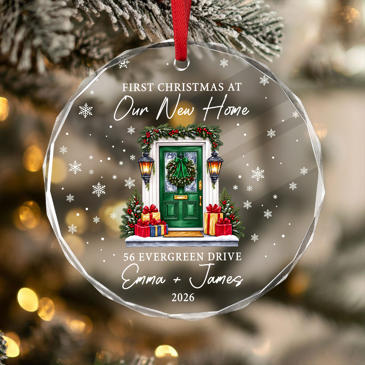 Personalized First Christmas In Our New Home Glass Ornament, New Homeowner Christmas Decoration HO82 903604