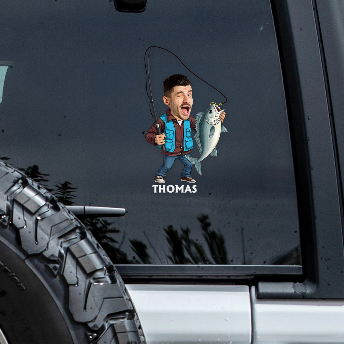 Custom Face Fisherman Fishing Car Sticker - Gift For Dad, Fishing Lovers HO82 902366
