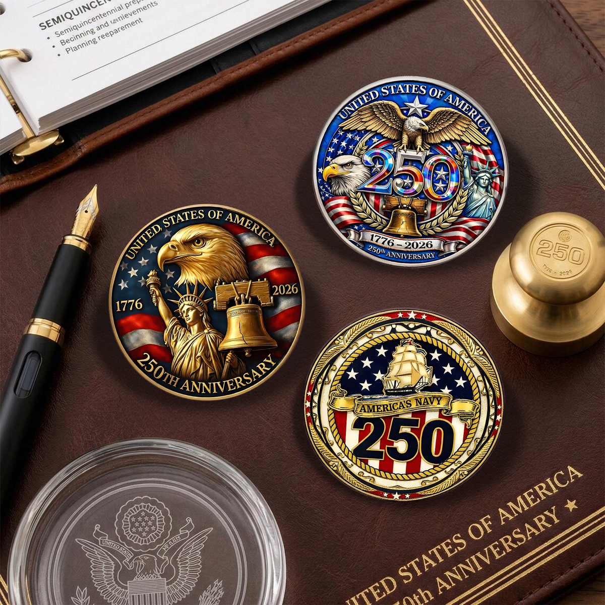 Personalized America 1776-2026 250 Years Anniversary Stainless Steel Metal Pin LM32 899521