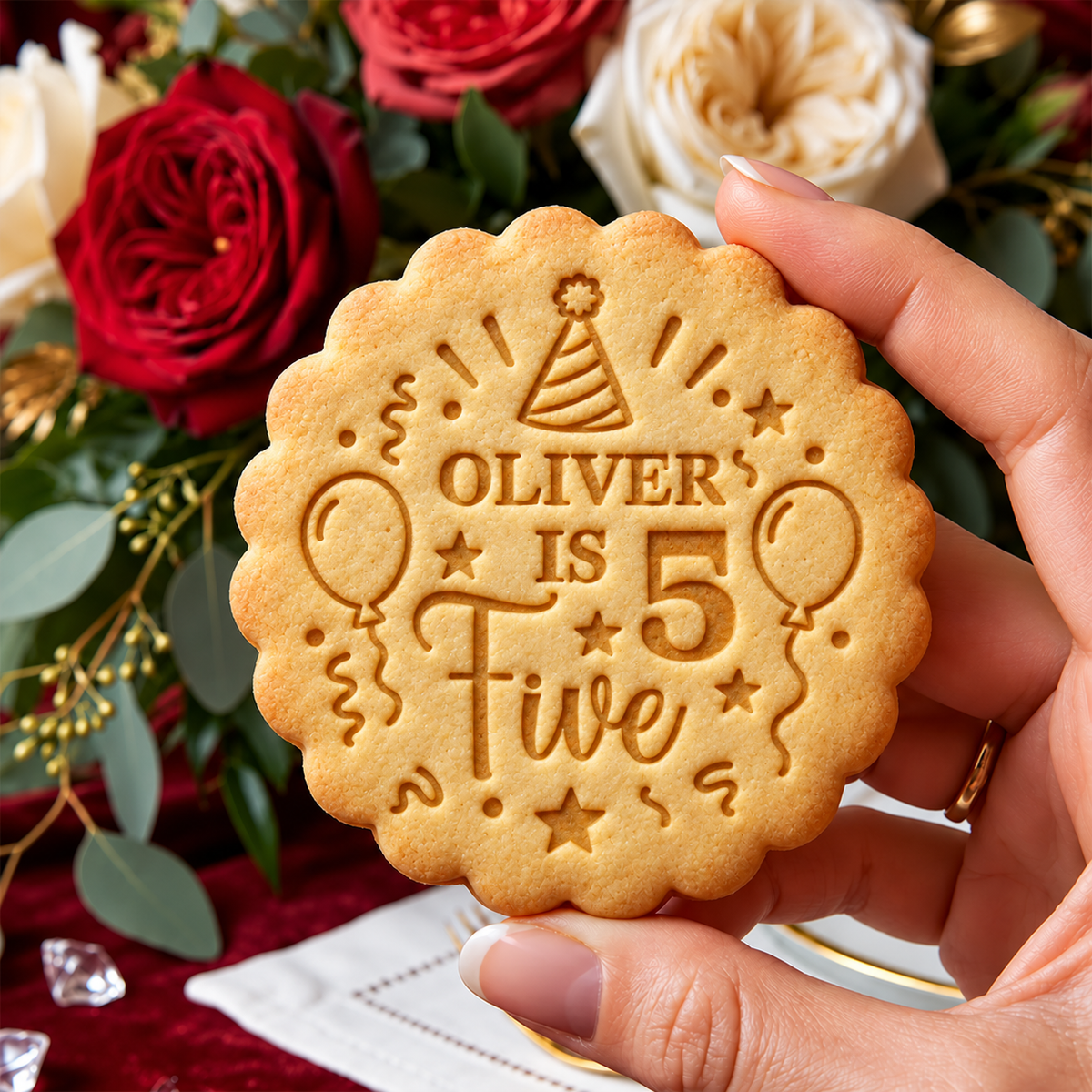 Personalized Baby Name Age with Stars Birthday Cookie Stamp HA75 919642