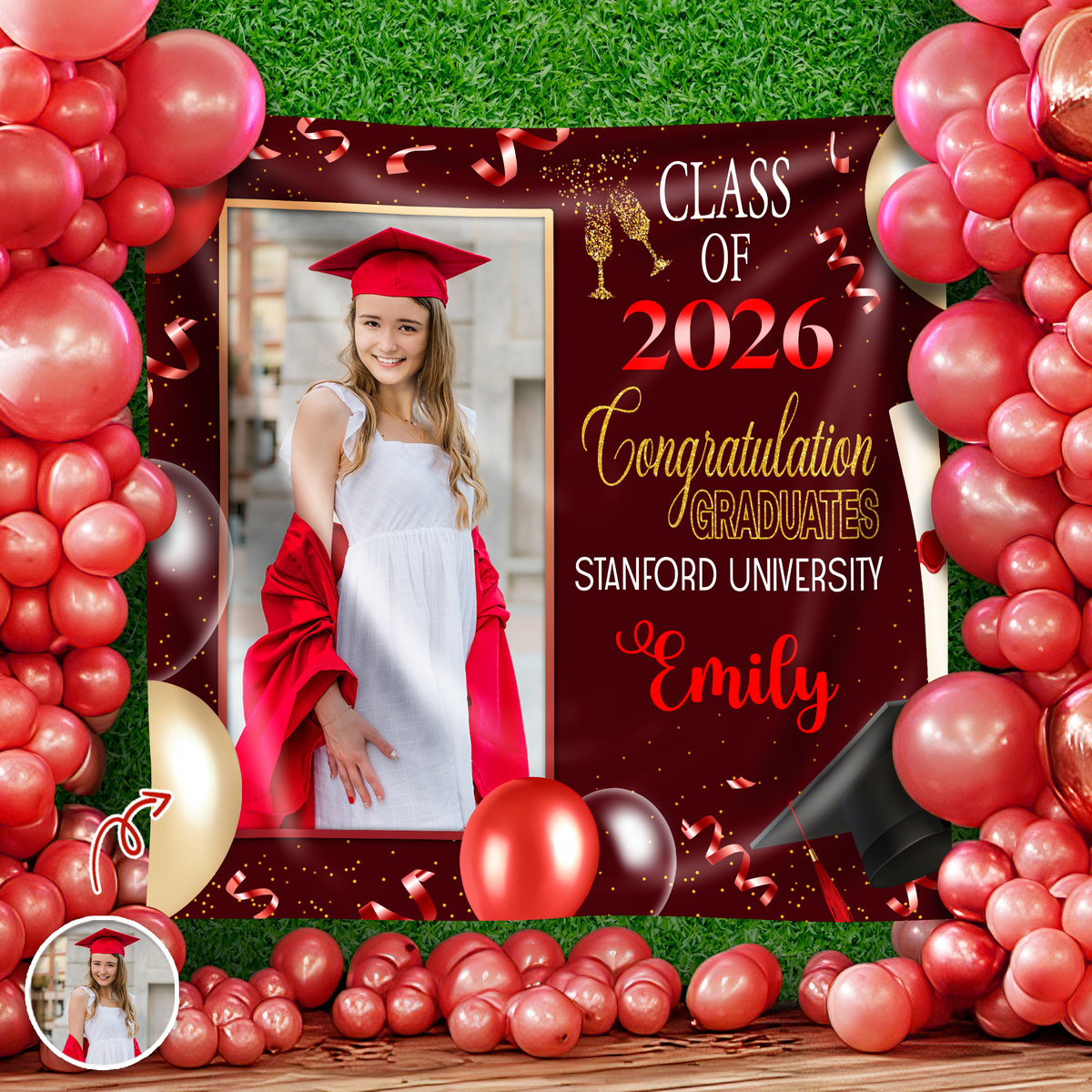 Custom Photo Congratulation Graduates Class of 2026 Backdrop TH10 898555