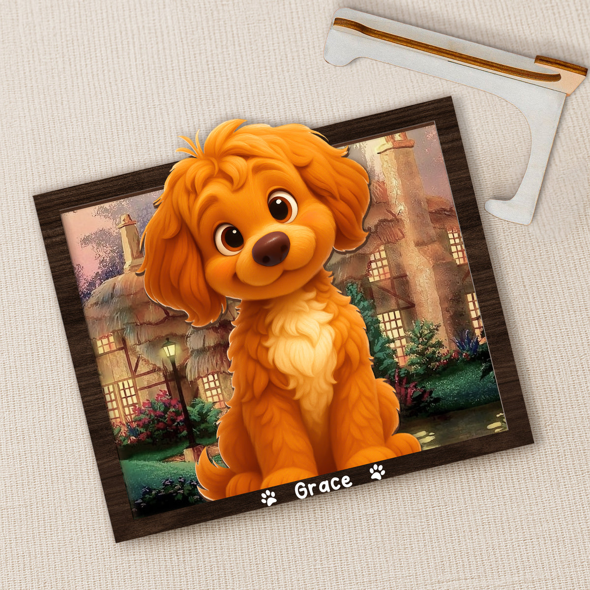 Custom Cartoon Photo Cute Gifts For Pet Lovers 2-Layered Wooden Plaque With Stand LM32 893523