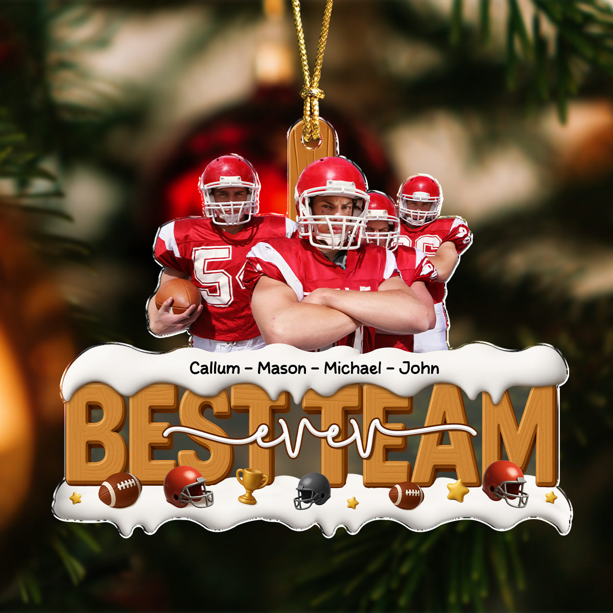 Custom Photo The Best Football Team Ever Personalized Acrylic Ornament LM32 895993