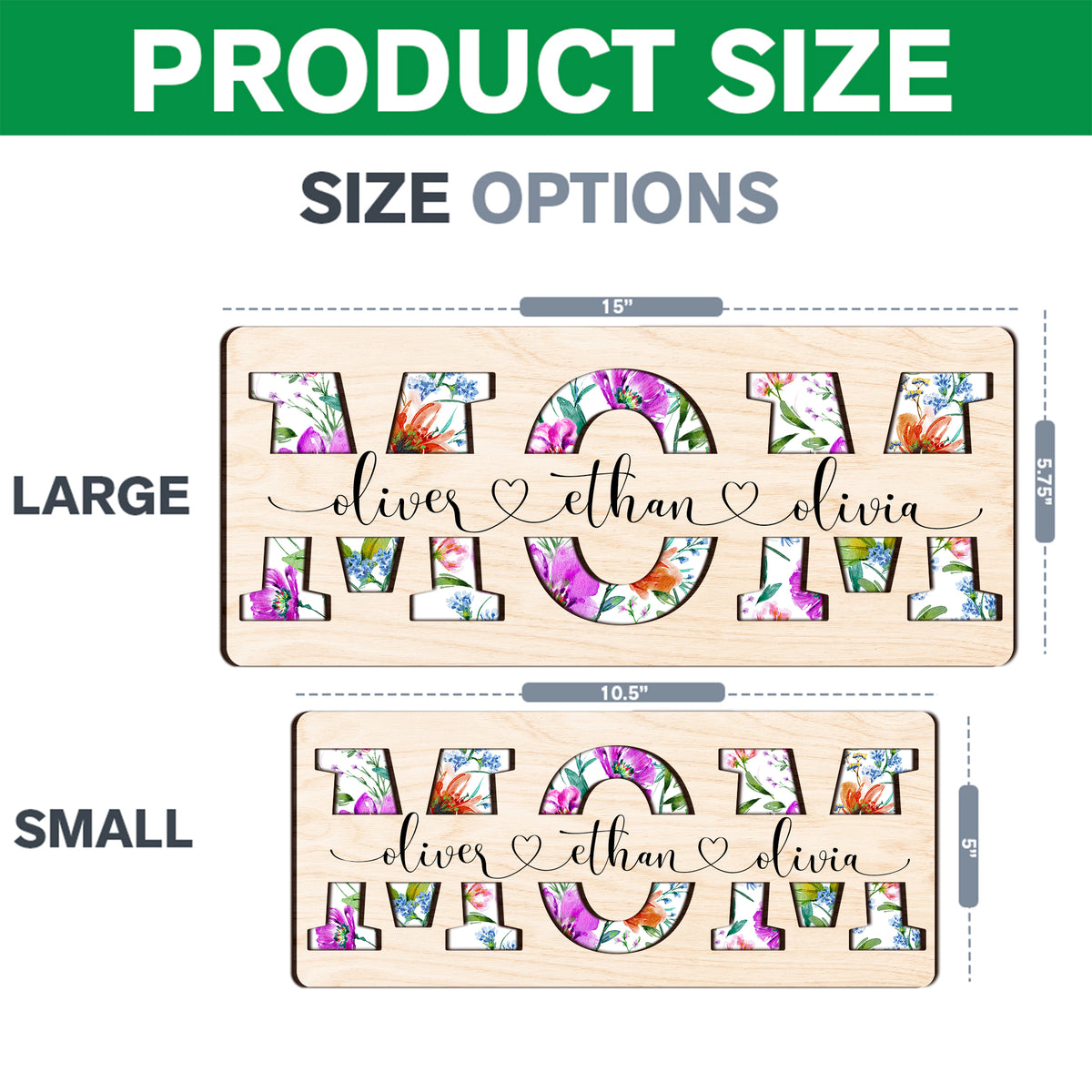 Personalized Name Flowers Mom Wooden Sign - Gift For Her, For Mom, Grandma LM32 899185