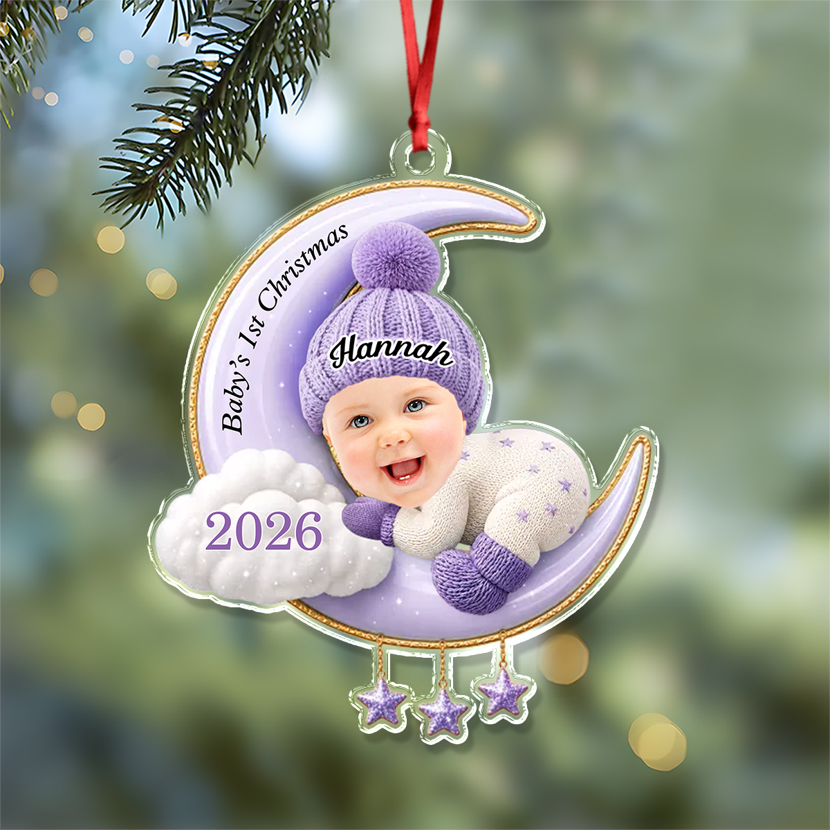 Custom Baby Photo First Christmas Acrylic Ornament, Personalized Christmas Baby Shower HA75 922068