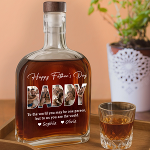 Custom Photo Happy Father's Day Family Whiskey Bottle LM32 893579
