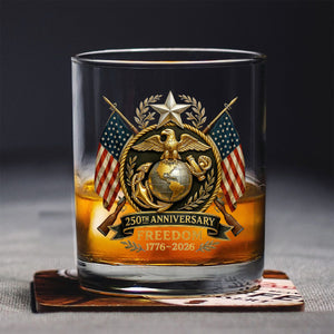 Bald Eagles Guns 250th Anniversary Freedom 1776 - 2026 Whiskey Glass LM32 897463