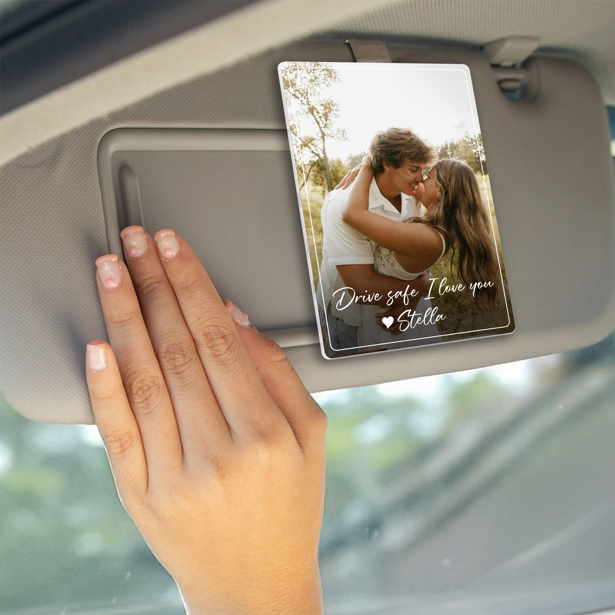 Custom Photo My Entire World Acrylic Car Visor Gift For Valentine HO82 901072