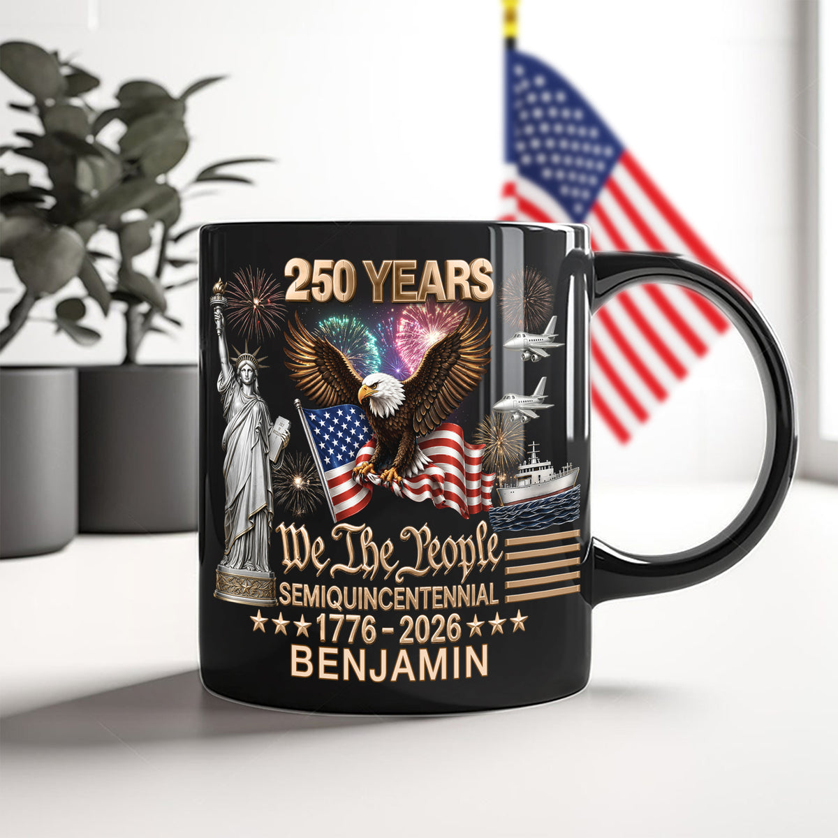 Custom Name 250 Years Of America We The People Semiquincentennial 1776-2026 Black Mug TH10 169709