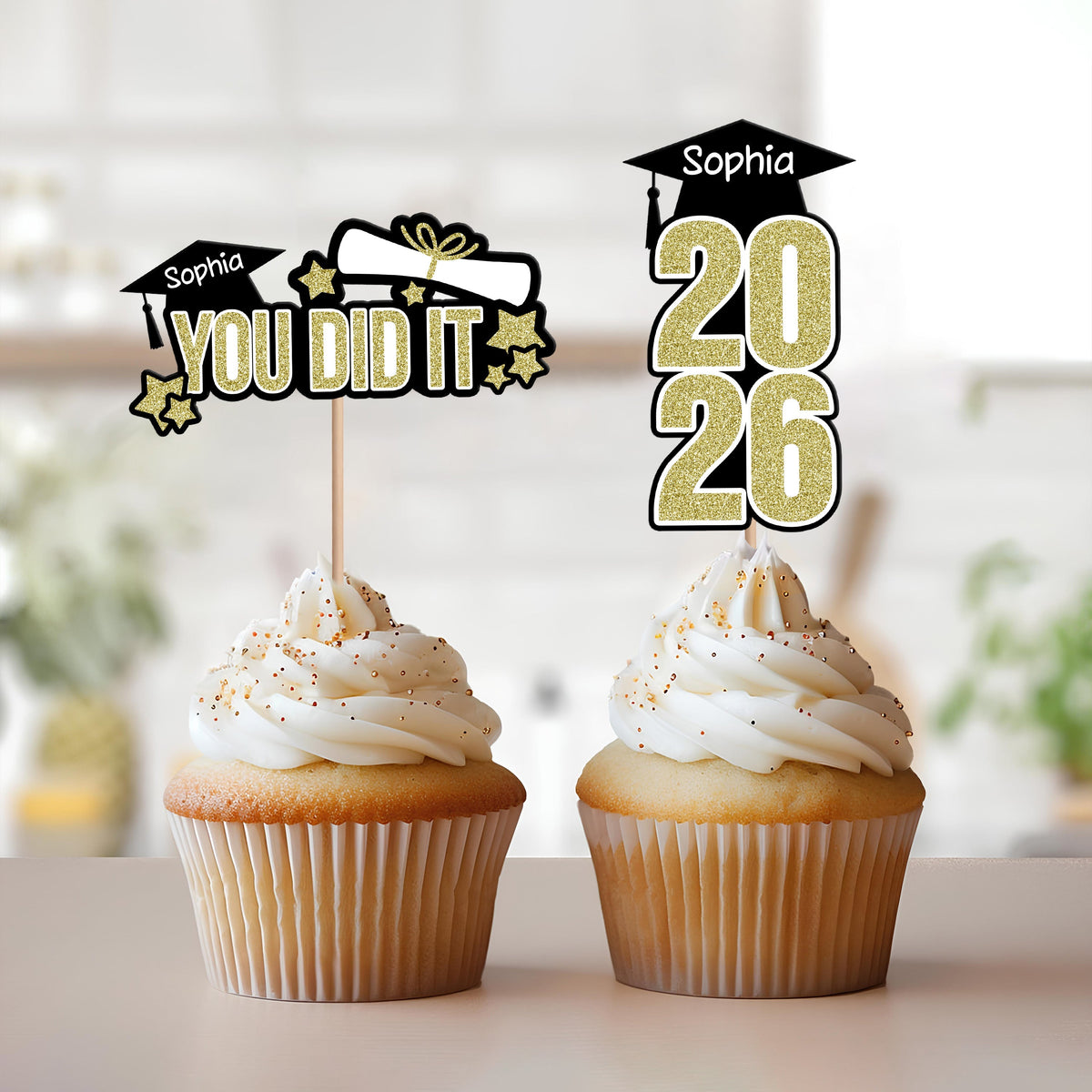 Custom Name Personalized Graduation Cupcake Toppers HA75 920078