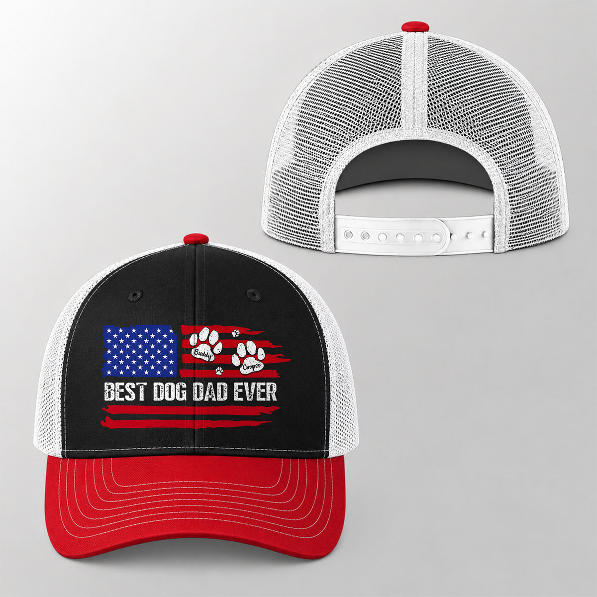 Personalized Best Dog Dad, Dog Mom Ever America Flag Trucker Hat For Dog Lover TH10 170269