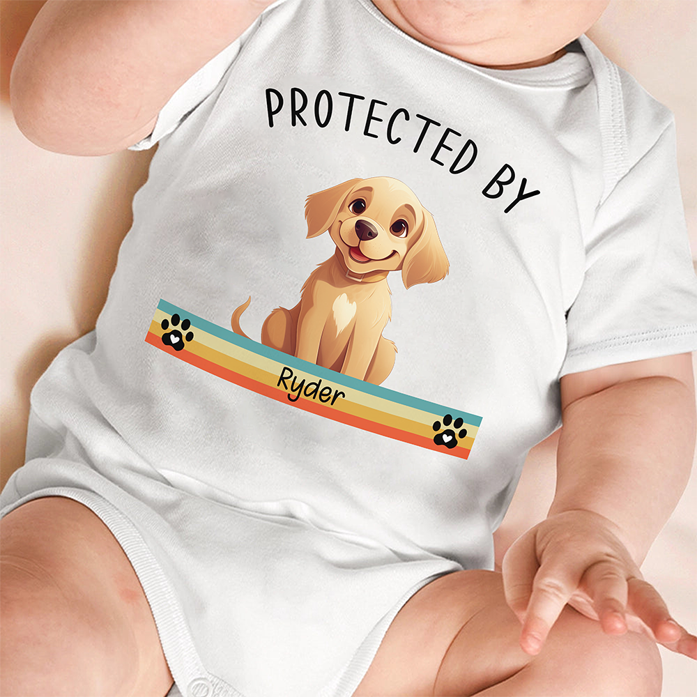 Personalized Portrait Protected By Cute Dog Baby Onesie Baby Shirt LM32 893271