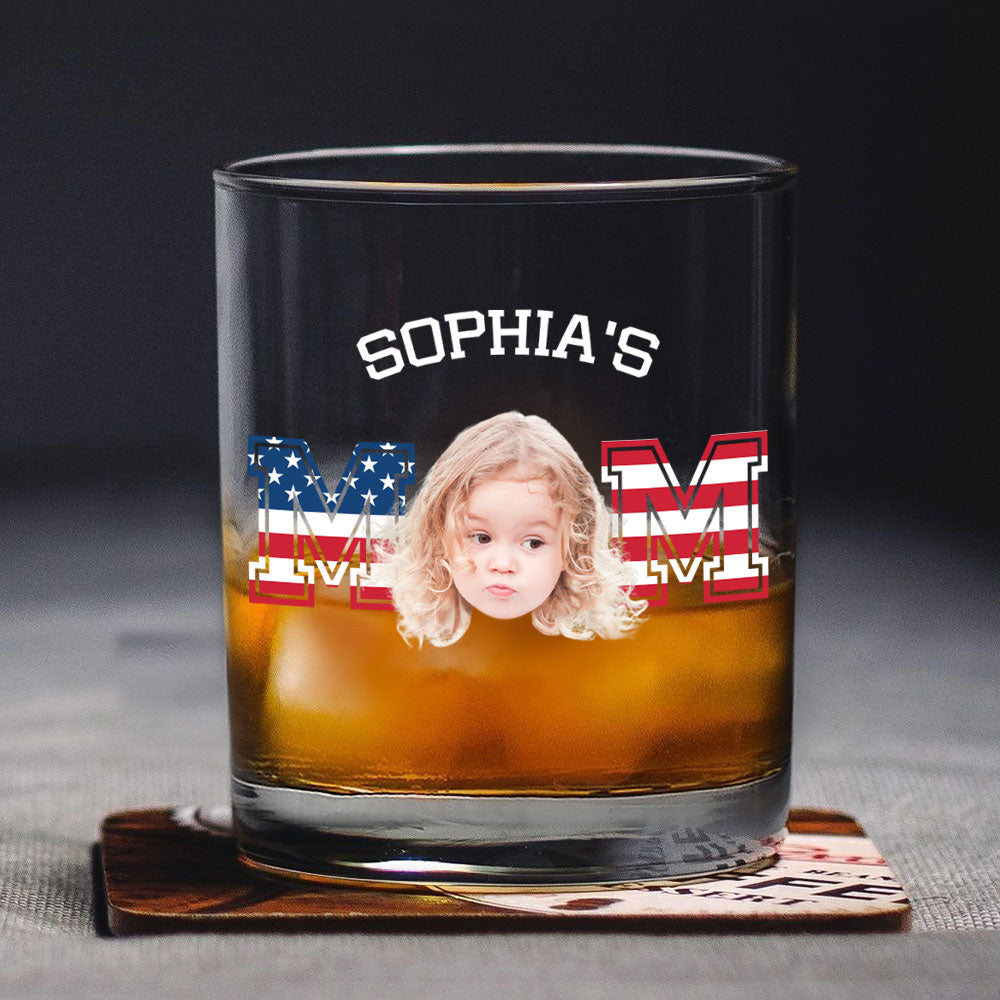 Custom Photo Kid And Dad US Flag Rock Glass HA75 892410