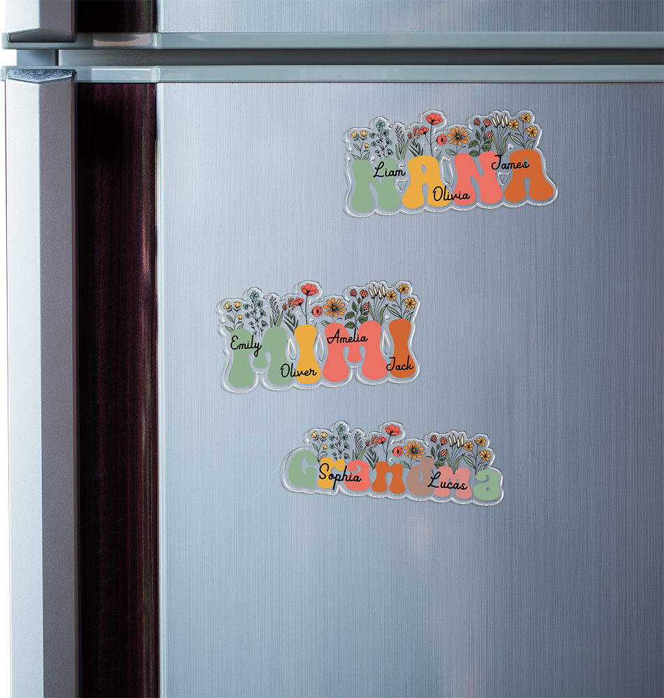Custom Grandkids Names Grandma Floral Acrylic Fridge Magnet, Personalized Family Keepsake HA75 920672