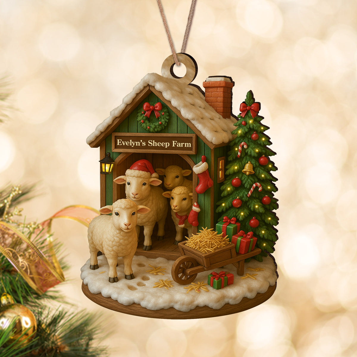 Custom Name Sheep Farm Wood Ornament – Christmas Gifts for Women & Men LM32 895617