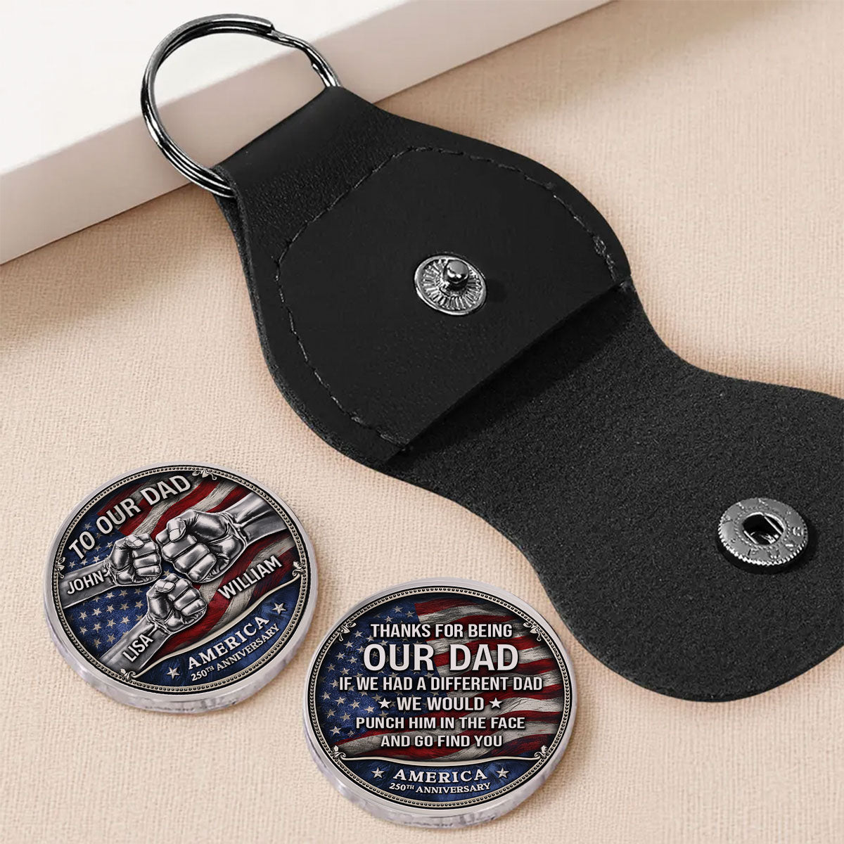 Personalized Name Thank For Being My Dad Pocket Hug - Coin For Father, Patriotic Gift From Son LM32 899267