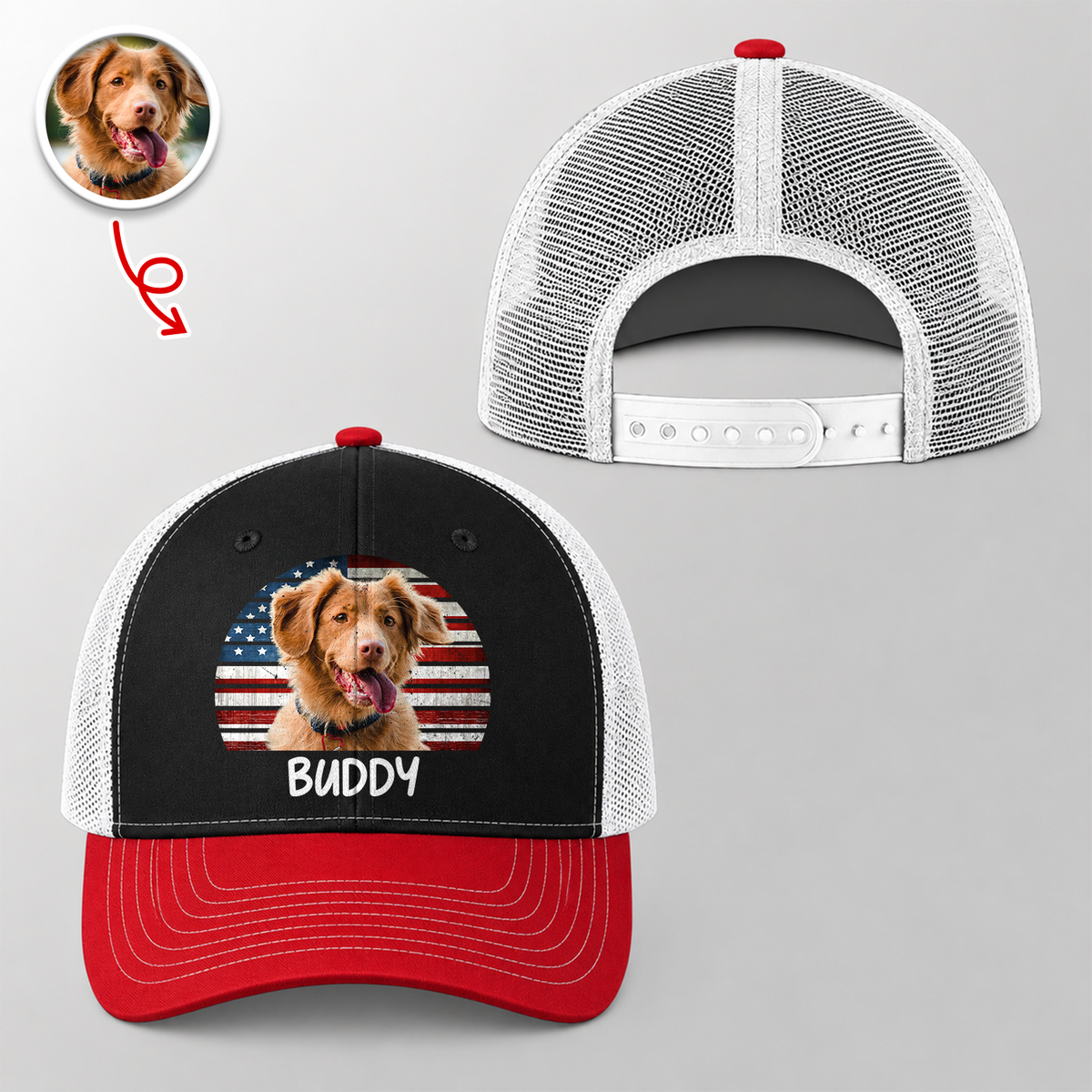 Custom Dog Cat Photo Retro Vintage Trucker Hat TH10 170265