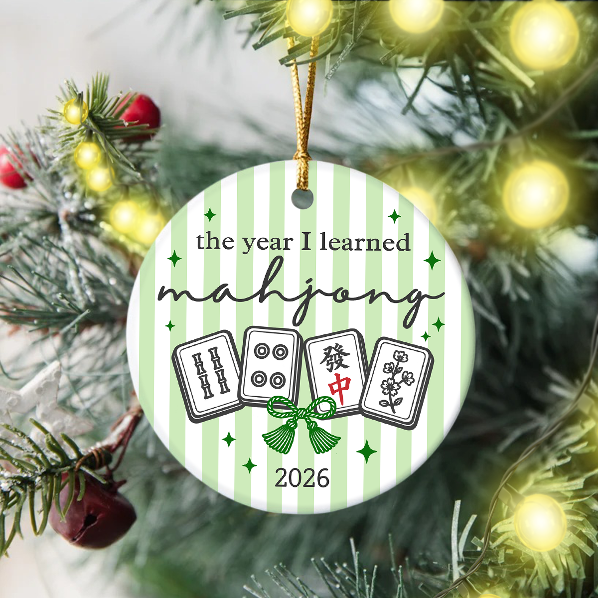 Personalized Mahjong Christmas Ceramic Ornament Mahjong Lover Gift, Christmas Tree Decoration LM32 670009