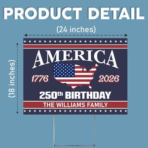 America 250 Birthday 1776-2026 Garden Yard Sign HO82 894602
