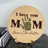 Personalized Dad, Mom Handprint Keepsake Gift 2-Layered Wooden Plaque TH10 898763