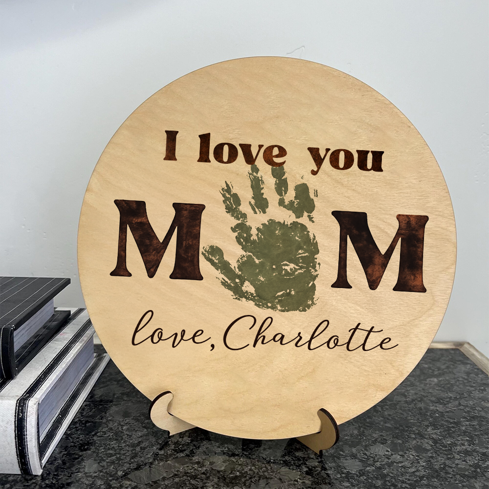 Personalized Dad, Mom Handprint Keepsake Gift 2-Layered Wooden Plaque TH10 898763