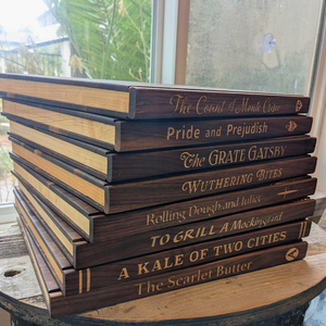 Custom Funny Book Title & Cross Icon Wooden Book-Shaped Cutting Board - Gift For Cooking Lover, Book-lover Boards,Women LM32 897755