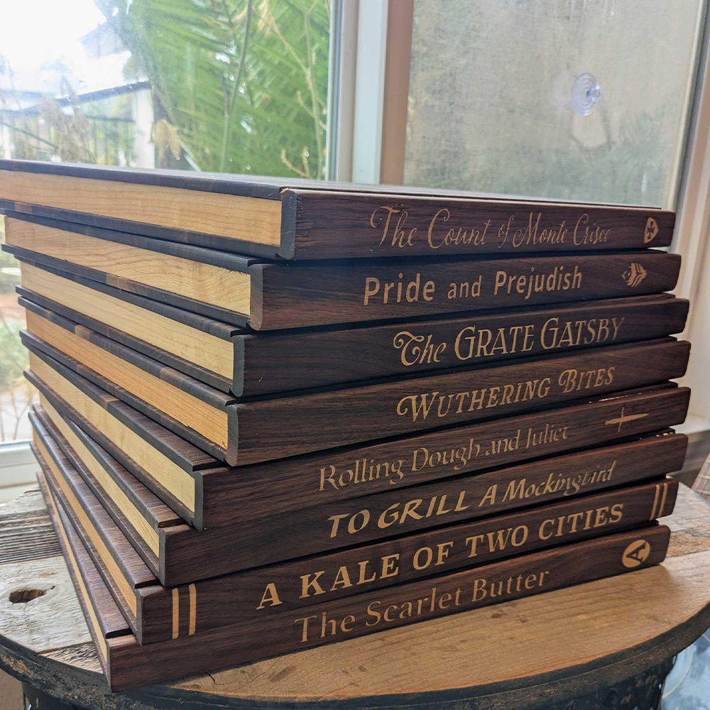 Custom Funny Book Title & Cross Icon Wooden Book-Shaped Cutting Board - Gift For Cooking Lover, Book-lover Boards,Women LM32 897755