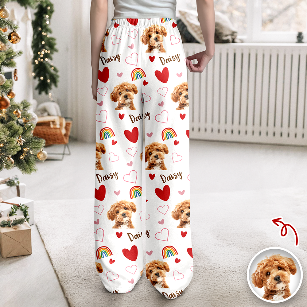 Custom Cute Dog Face Lovely Pattern Christmas Sweatpants For Dog Lovers LM32 895727