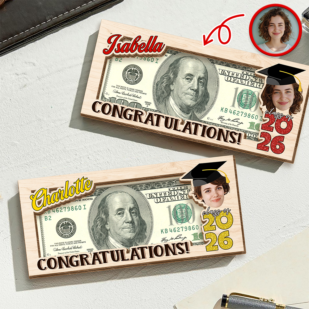 Custom Photo Congratulations Class Of 2026 Wood Money Holder CH07 910664