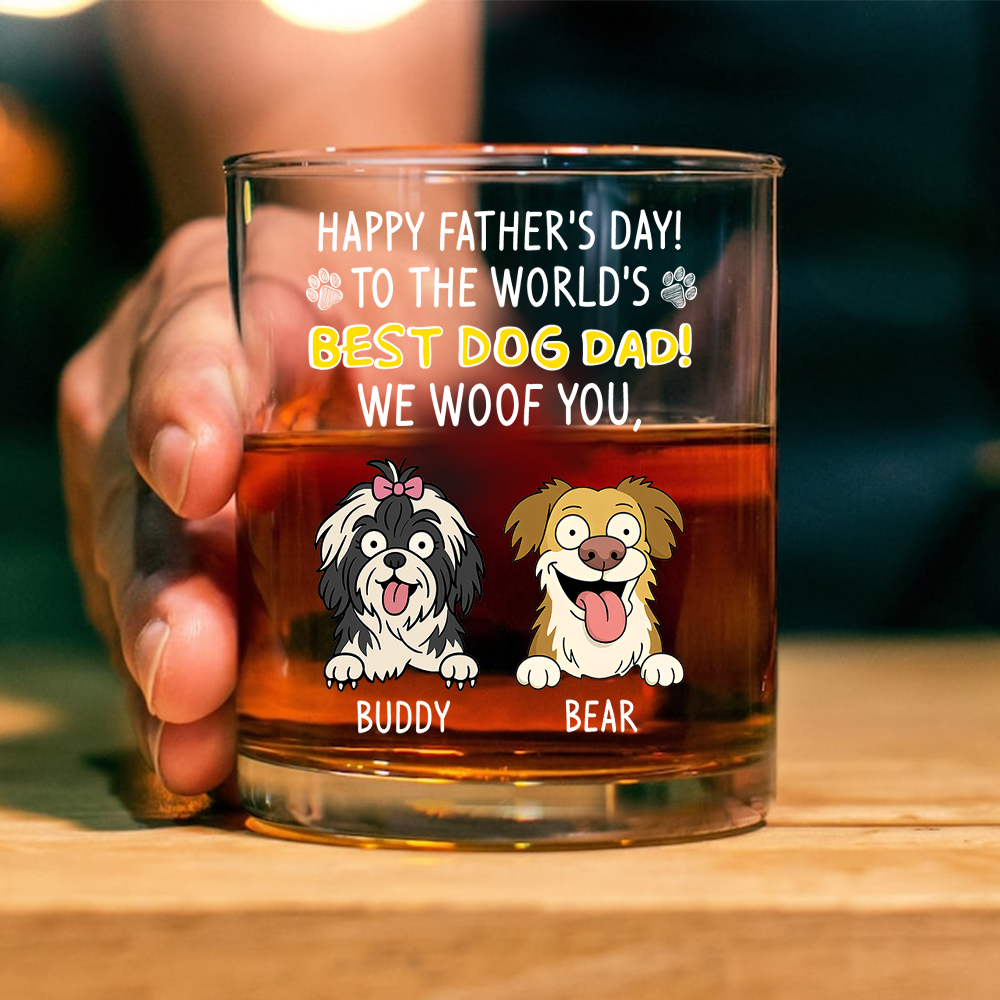Personalized To The World Best Dog Dad Print Rock Glass Gift For Dog Lovers HO82 893730