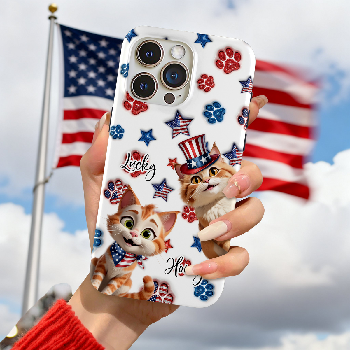 Custom 3D Cat US Flag Personalized Phone Case HA75 920322