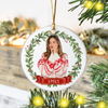 Custom Photo Christmas Wreath Ceramic Ornament, Personalized Holiday Keepsake TH10 171375