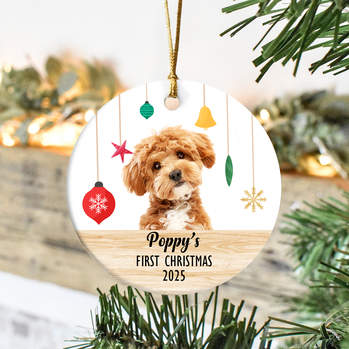 Custom Puppies Photo First Christmas Ceramic Ornament CH07 896812