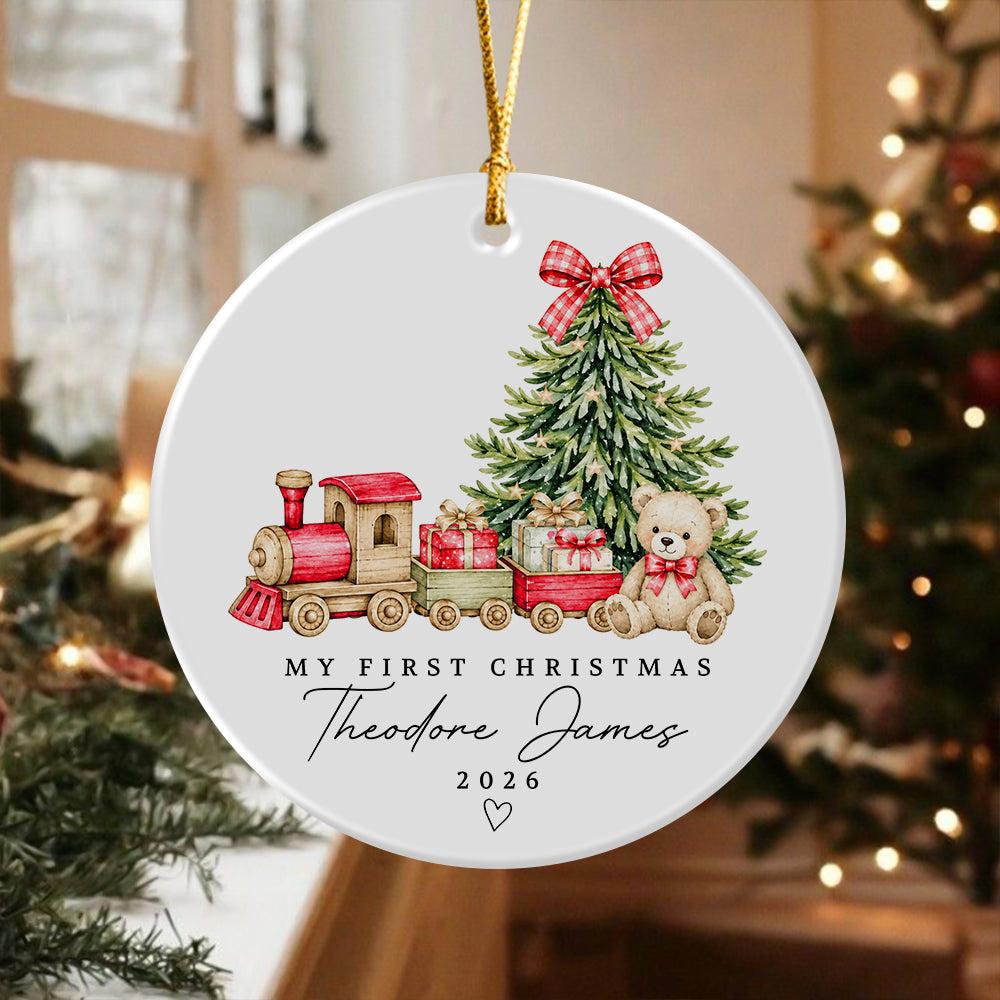 Personalized Baby First Christmas Teddy Bear Ceramic Ornament, Newborn Holiday Keepsake HA75 921908