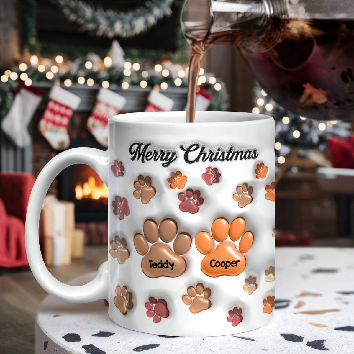 Custom Name Merry Christmas 3D Inflated Effect Mug For Dog Lover TH10 896619