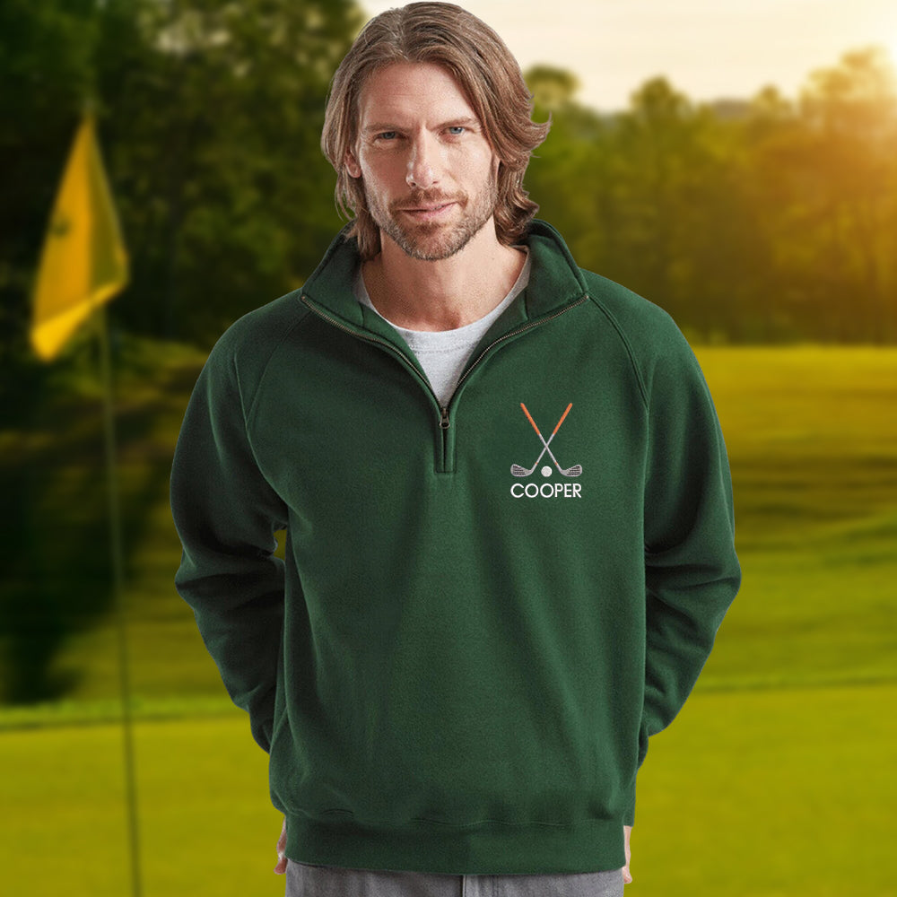 Personalized Name Embroidered Golf Quarter Zip Sweater, Unique Golf Enthusiast Gift, Golfers and Coaches Gift HO82 900730