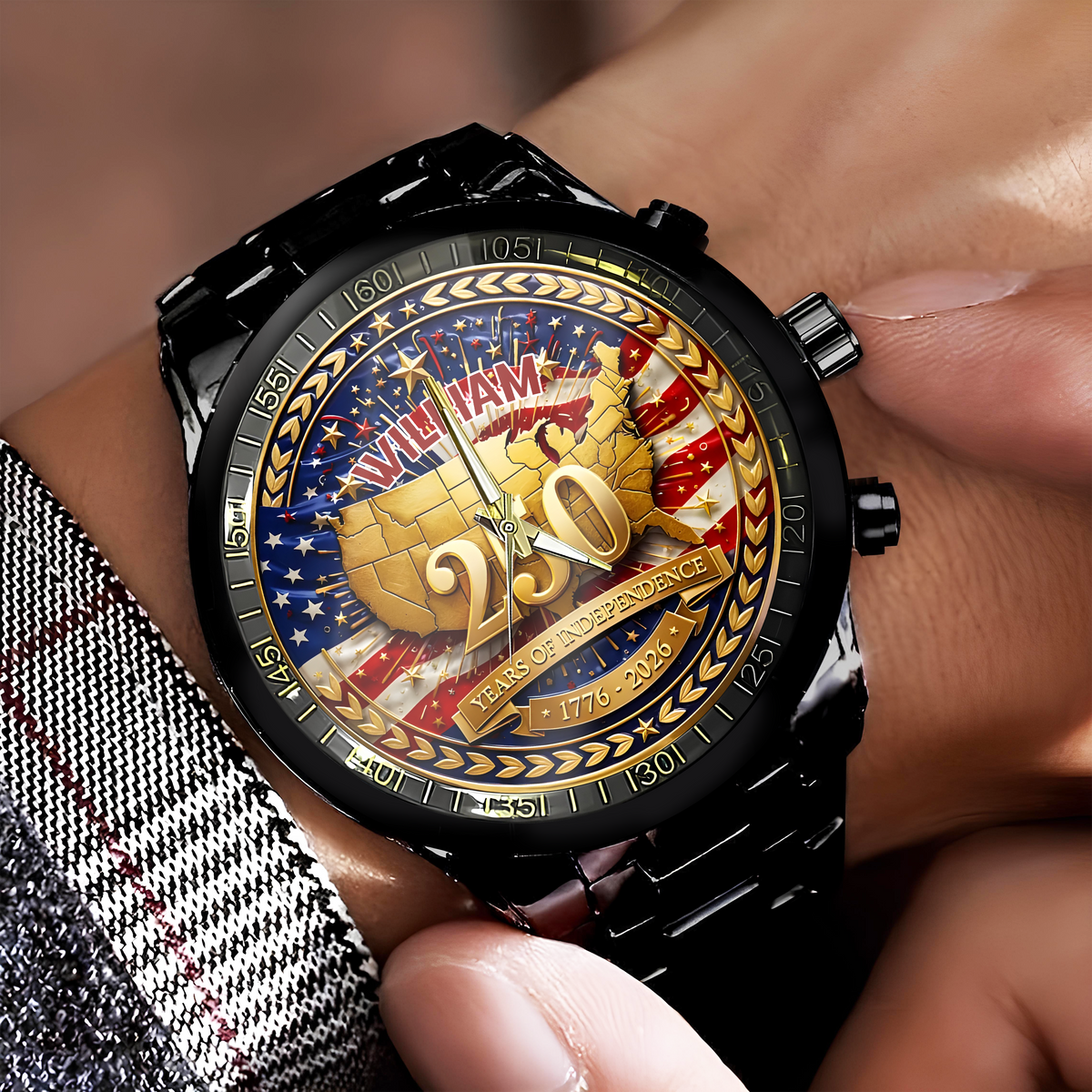Custom Name America 250th Anniversary 1776 - 2026 Patriotic Wrist Watch CH07 911166