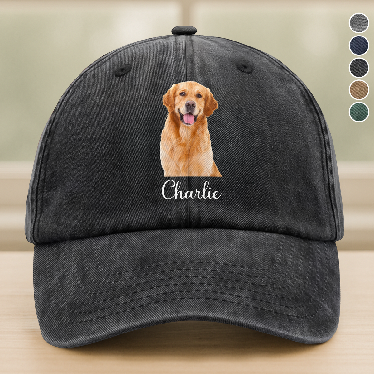 Custom Dog Cat Photo Washed Denim Baseball Cap TH10 894023