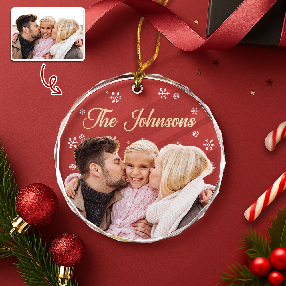 Custom Family Photo And Name Glass Ornament For Christmas TH10 894757