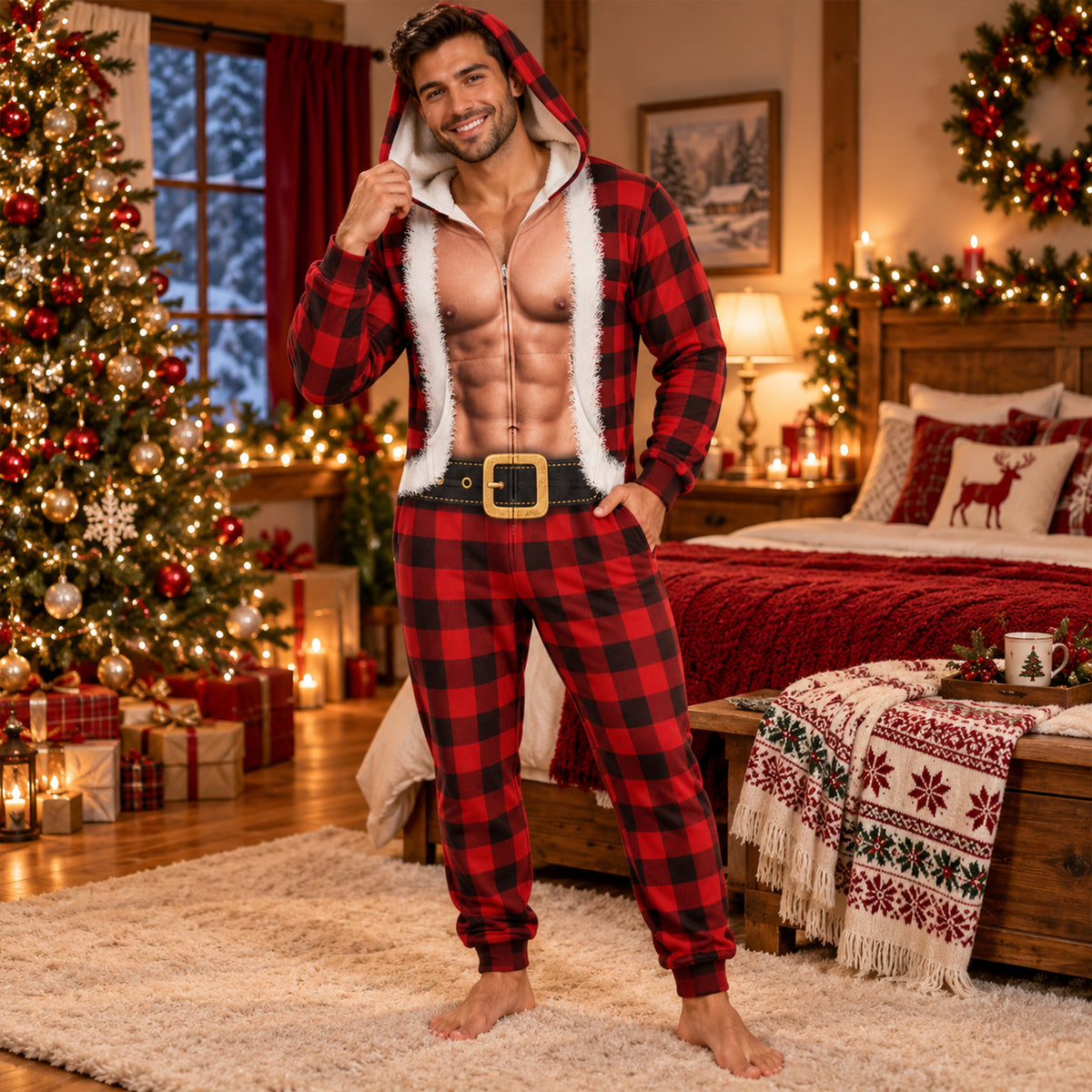 Personalized Funny Hairy Body Onesie Pajamas Gift for Him HA75 919290